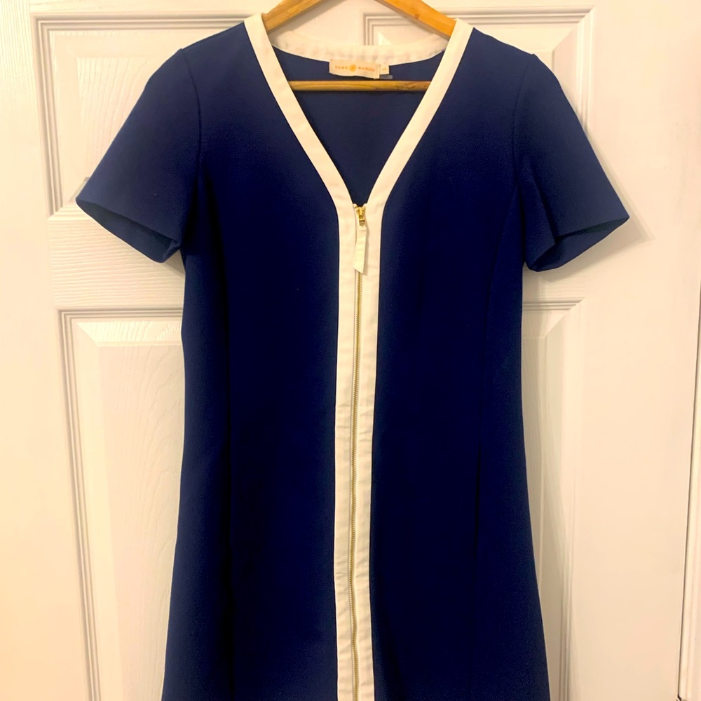 Tory Burch | navy white short sleeve dress EUC!